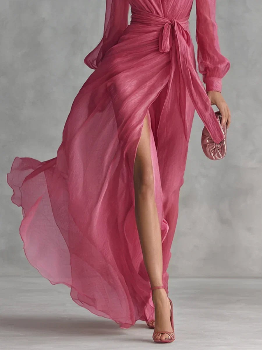 Sorelle Women's Chiffon Wrap Maxi Dress