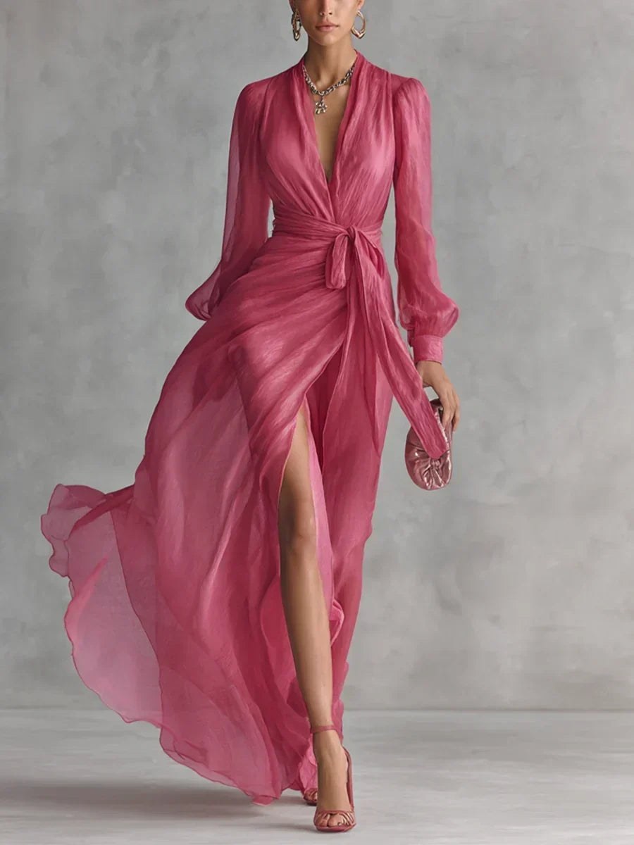 Sorelle Women's Chiffon Wrap Maxi Dress
