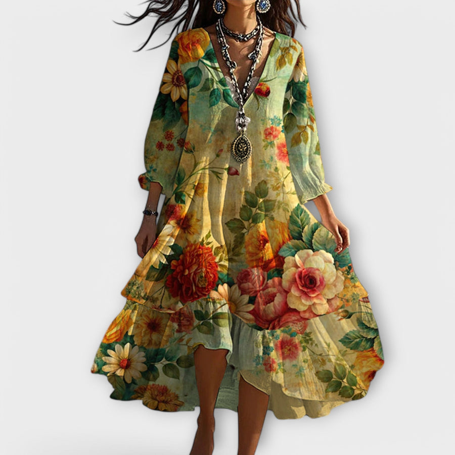 Victoria | Women's Vintage Boho V-Neck Summer Dress