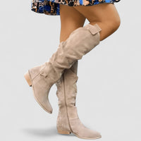 Starla Women's Knee-High Slouch Boots in Beige