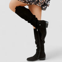 Starla Women's Knee-High Slouch Boots in Black