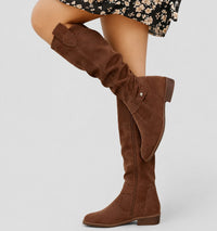 Starla Women's Knee-High Slouch Boots in Dark Brown