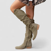 Starla Women's Knee-High Slouch Boots in Dark Green