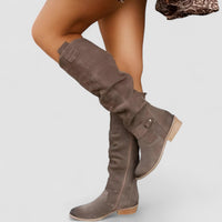 Starla Women's Knee-High Slouch Boots in Taupe