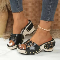 Stassi Studded Platform Mule in Charcoal
