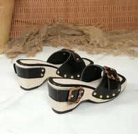 Stassi Studded Platform Mule in Charcoal