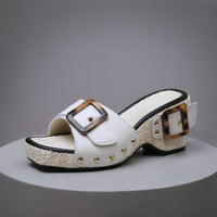 Stassi Studded Platform Mule in Pearl