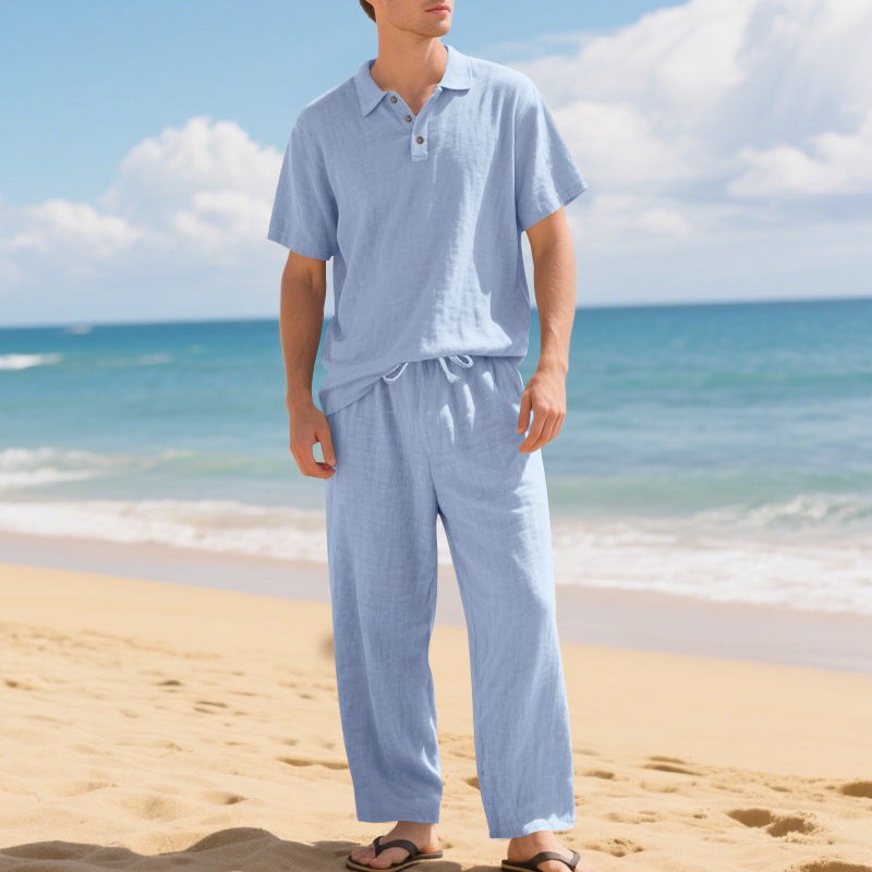 Stefan Airy Linen Trousers in Light Blue
