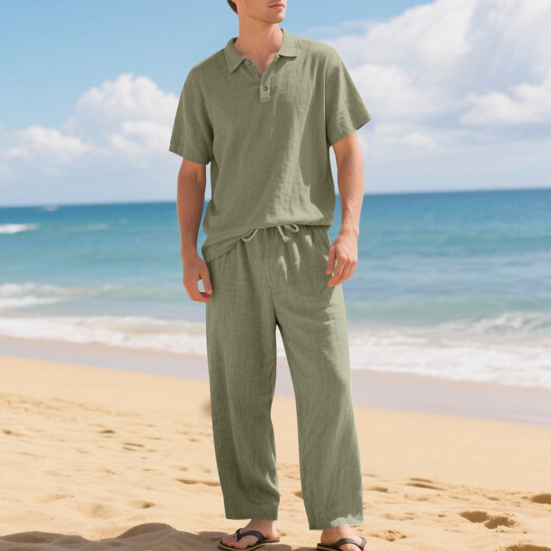 Stefan Airy Linen Trousers in Olive