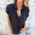 Stefania Elegant Blouse with Short Sleeve and Ruffles