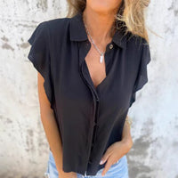 Stefania Elegant Blouse with Short Sleeve and Ruffles