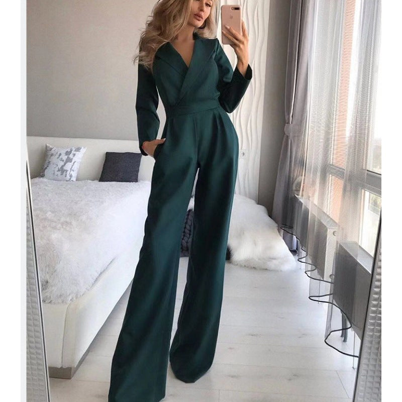 Stefania Elegant Jumpsuit in Tannen Green