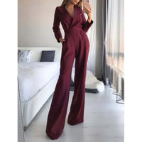 Stefania Elegant Jumpsuit in Wine Red