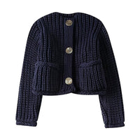 Stefania Knit Cardigan with Pockets in Navy
