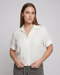 Stefania Lightweight Linen Blend Shirt with Zip Front