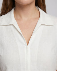 Stefania Lightweight Linen Blend Shirt with Zip Front