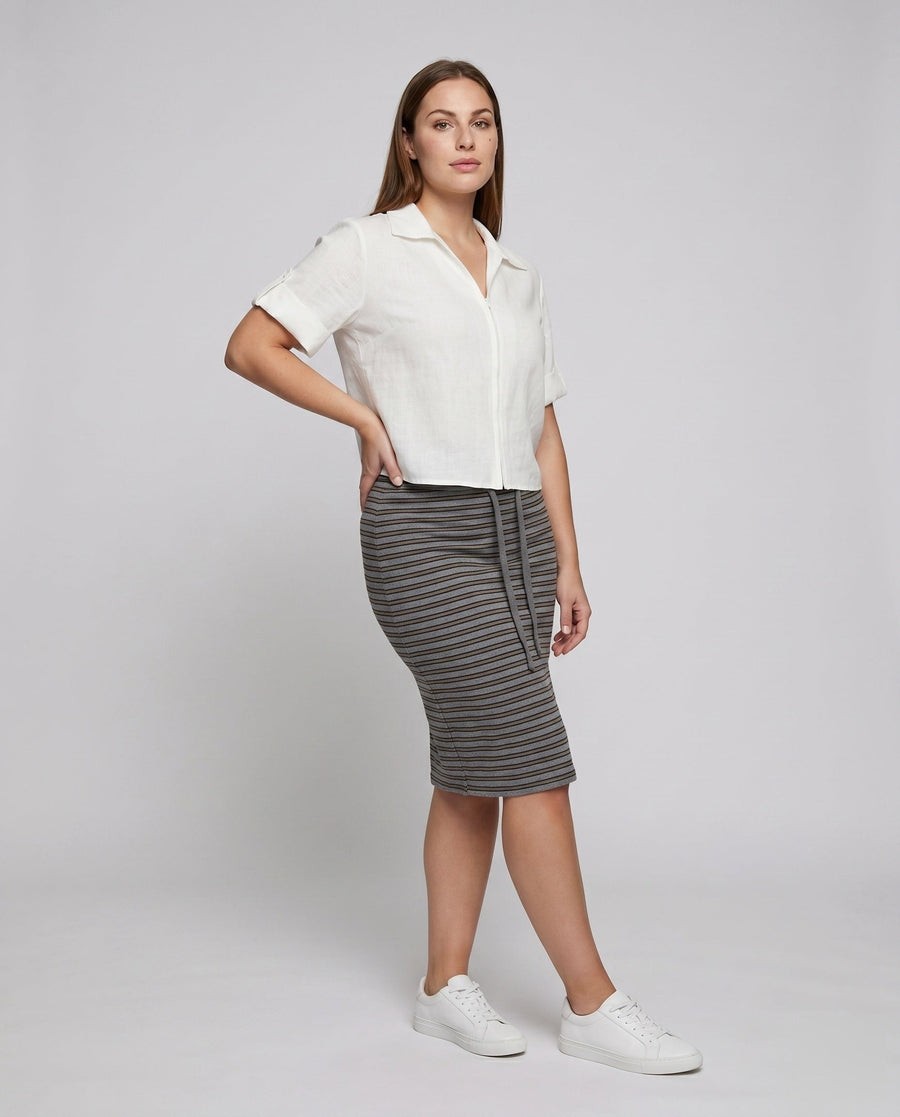 Stefania Lightweight Linen Blend Shirt with Zip Front