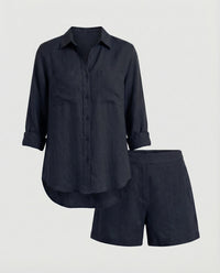 Stefania Linen Blouse in Black