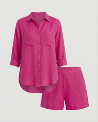 Stefania Linen Blouse in Fuchsia