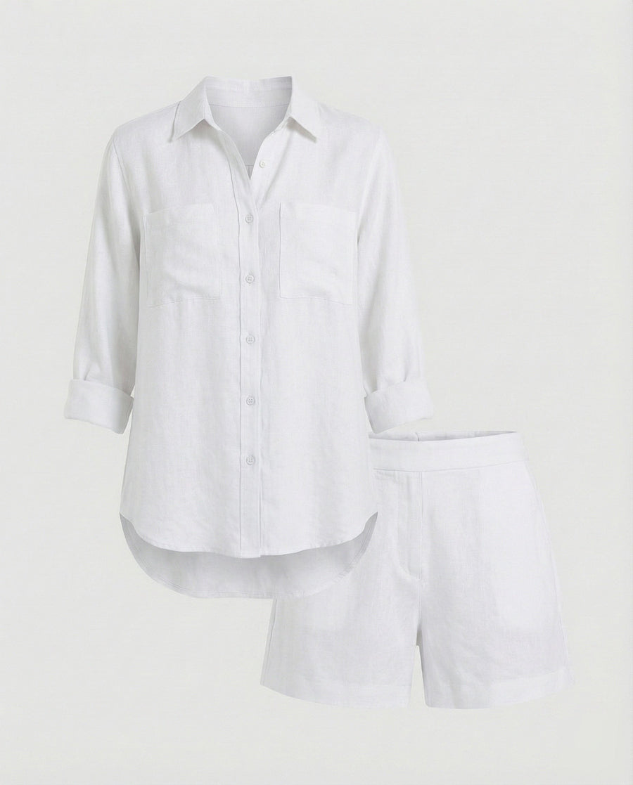 Stefania Linen Blouse in White