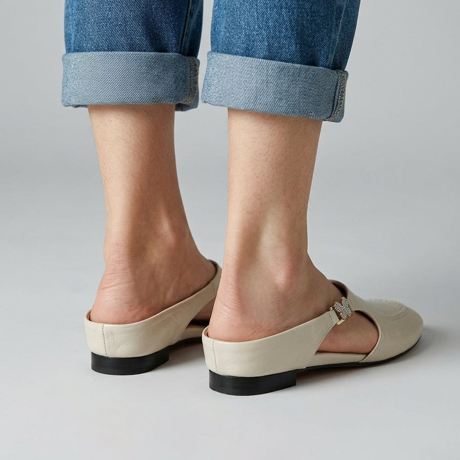 Stella Butterfly Cutout Mule in Beige