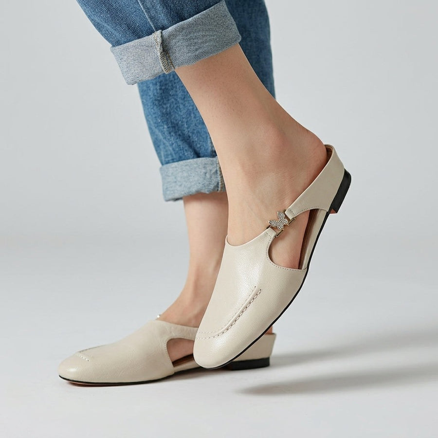 Stella Butterfly Cutout Mule in Beige