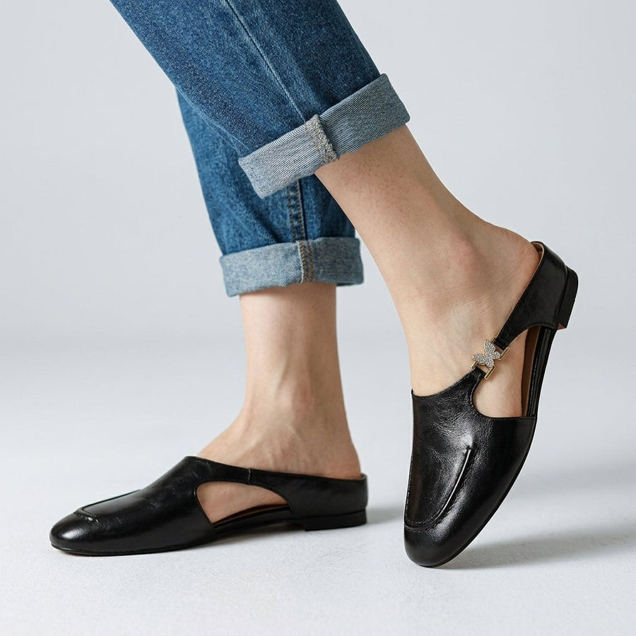 Stella Butterfly Cutout Mule in Charcoal