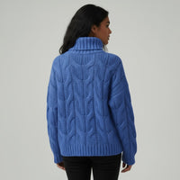Stella Cable Knit Turtleneck in Royal Blue