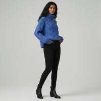 Stella Cable Knit Turtleneck in Royal Blue