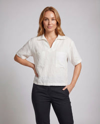 Stella Casual Linen Top with Side Split
