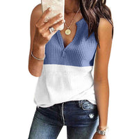 Stella Casual Top with V-Neck in Blue