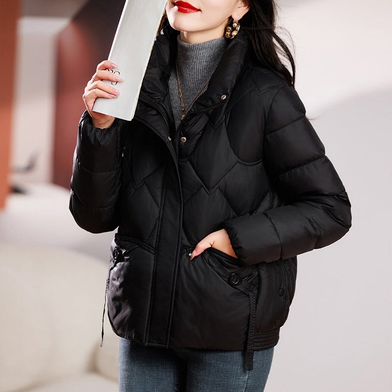 Stella Quilted Jacket with Pockets and Hood in Black