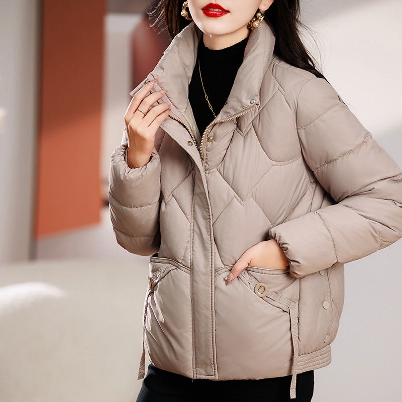 Stella Quilted Jacket with Pockets and Hood in Khaki