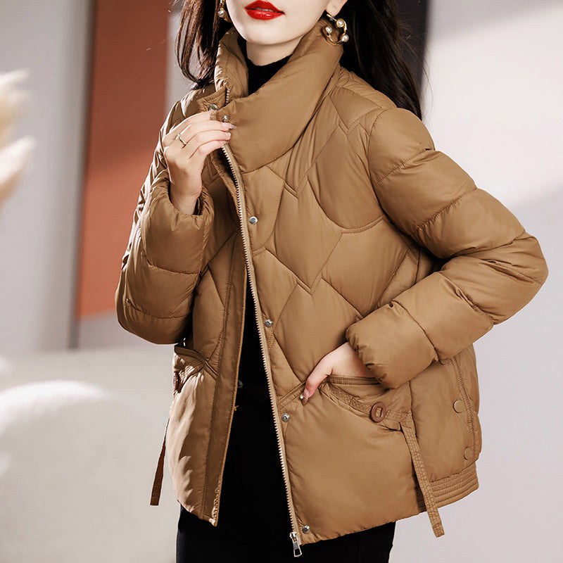 Stella Quilted Jacket with Pockets and Hood in Kupfer