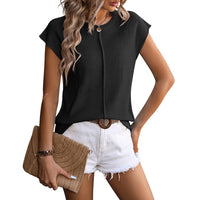 Stella Women's Ribbed Cap Sleeve Knit Vest Top in Black