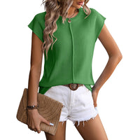 Stella Women's Ribbed Cap Sleeve Knit Vest Top in Green