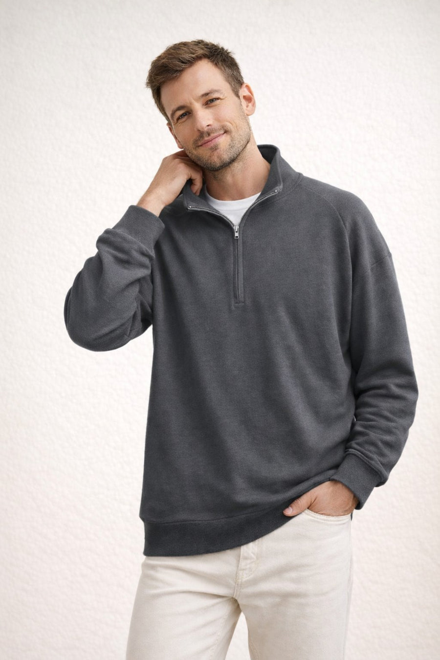 Sten Top with Stand Collar in Grey