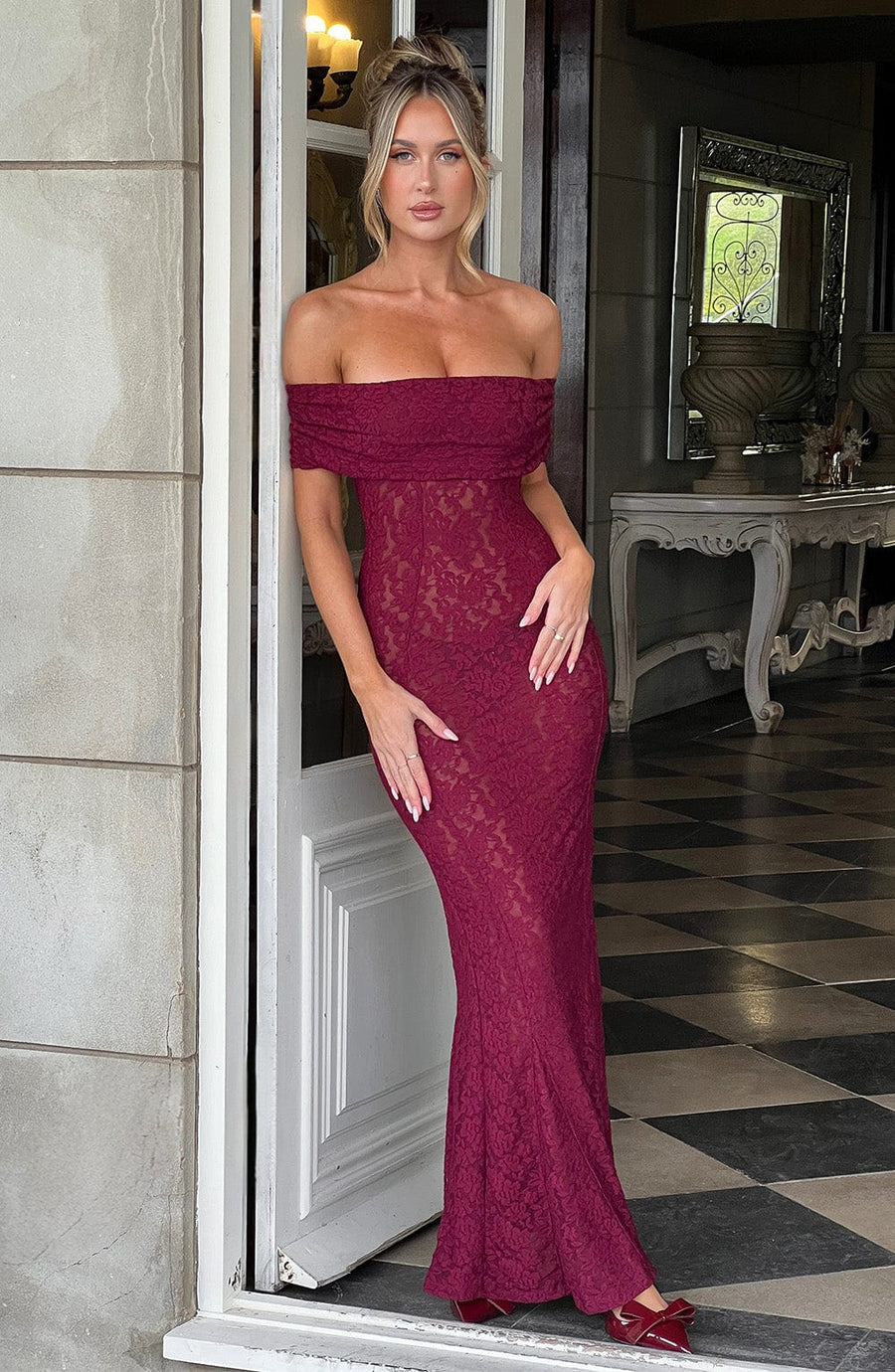 Ingrid Maxi Dress – Burgundy