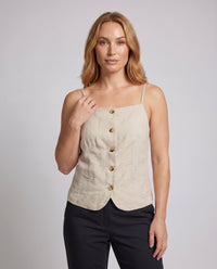 Suki Casual Linen Top with Button Front