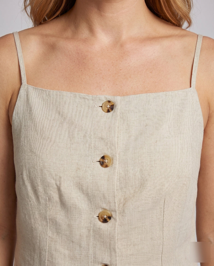 Suki Casual Linen Top with Button Front