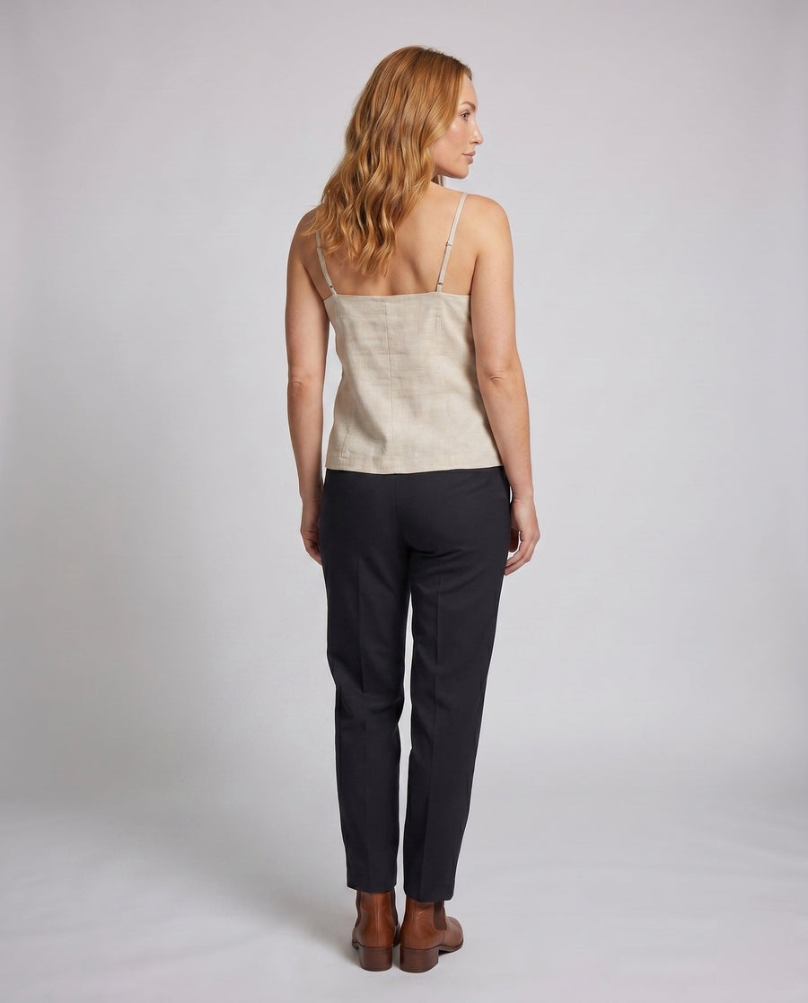 Suki Casual Linen Top with Button Front