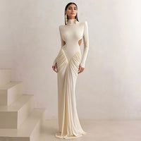 Suki Elegant Maxi Dress in Light Beige