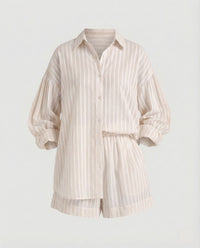 Suki Linen Blouse with Drawstring Waist in Apricot