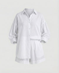 Suki Linen Blouse with Drawstring Waist in White