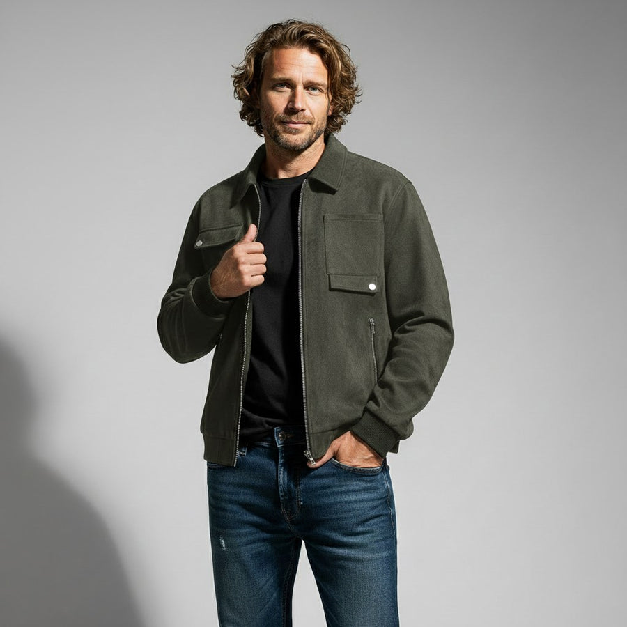 Sullivan Suede Jacket in Army Green