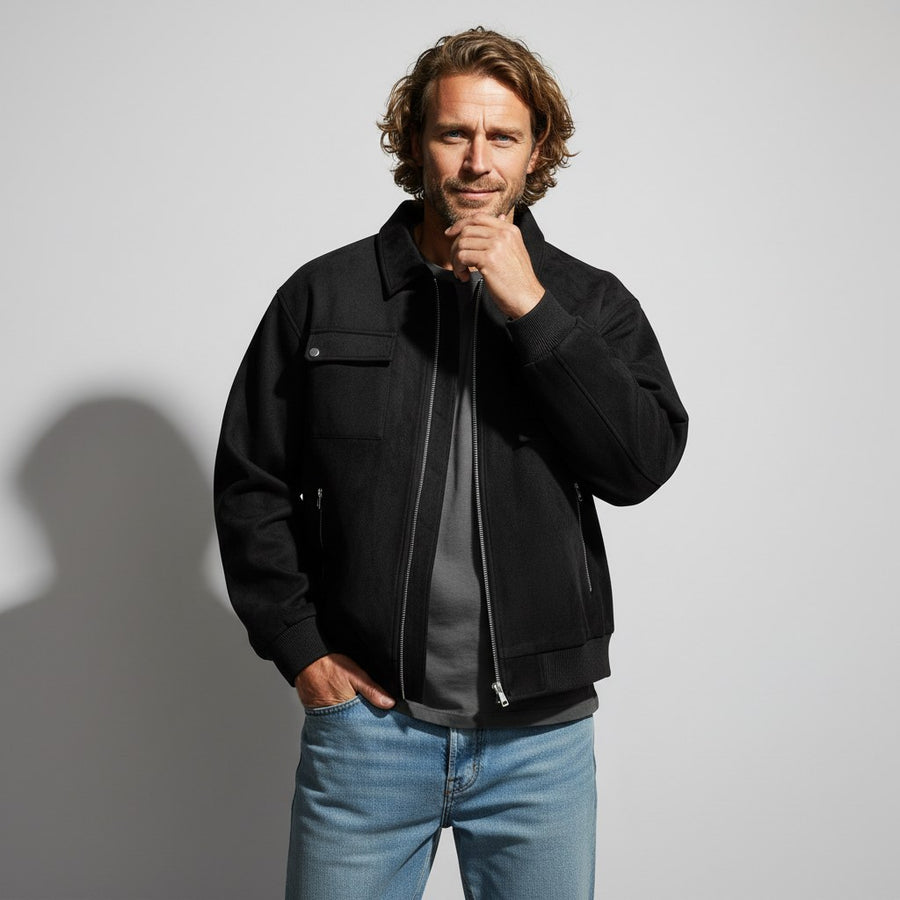 Sullivan Suede Jacket in Charcoal