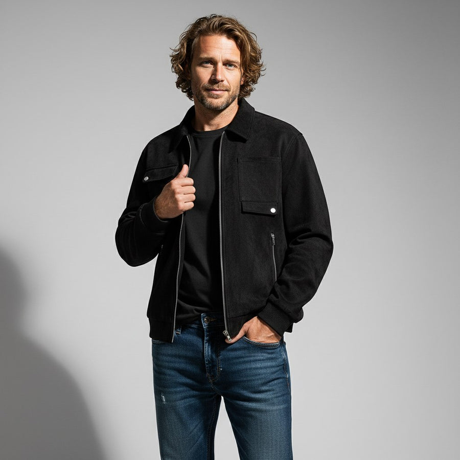 Sullivan Suede Jacket in Charcoal