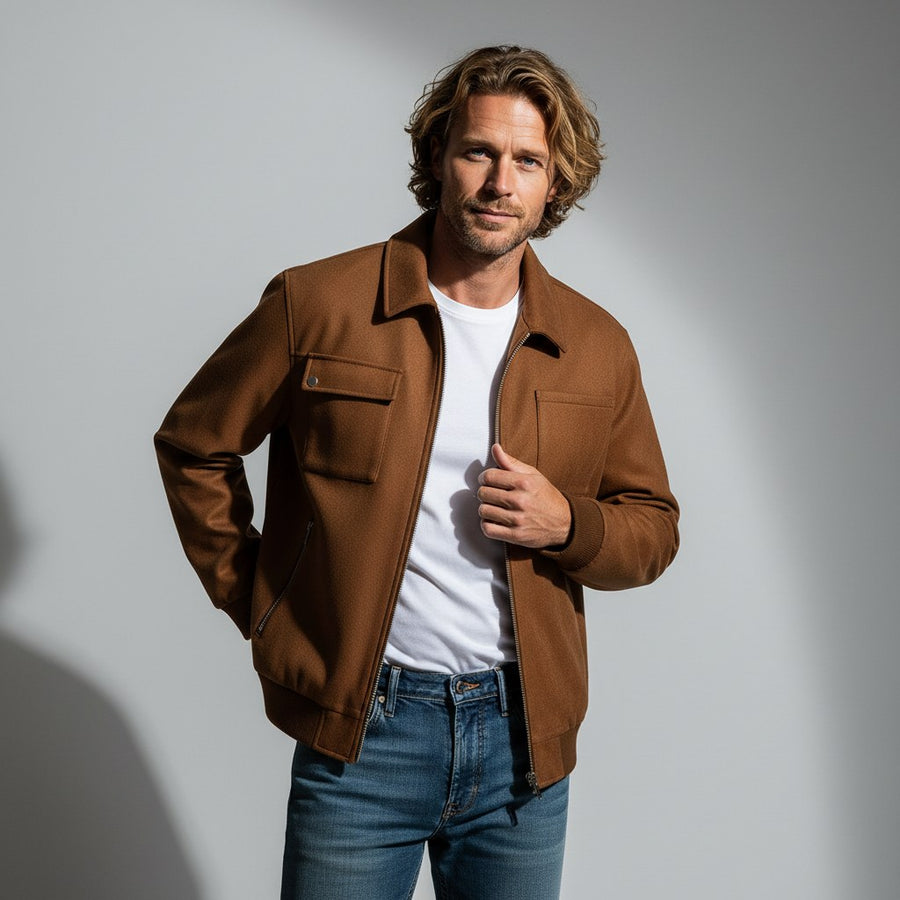 Sullivan Suede Jacket in Sienna Brown