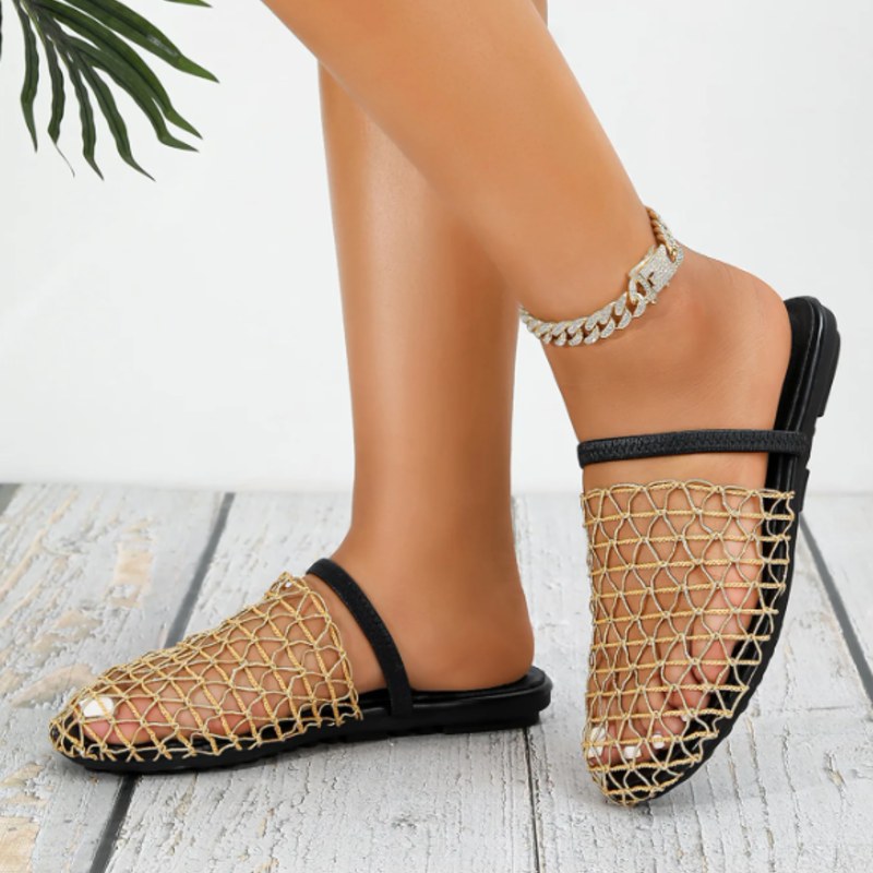 Summer Mesh Sandals in Gold