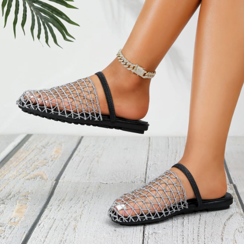 Summer Mesh Sandals in Silver